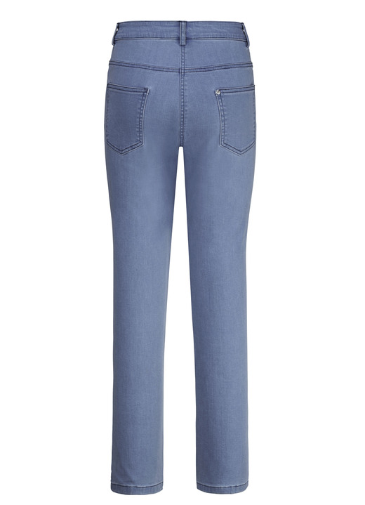 Hosen mit Knopf- und Reißverschluss - Jeans mit schöner Stickerei, in Größe 018 bis 052, in Farbe JEANSBLAU Ansicht 2
