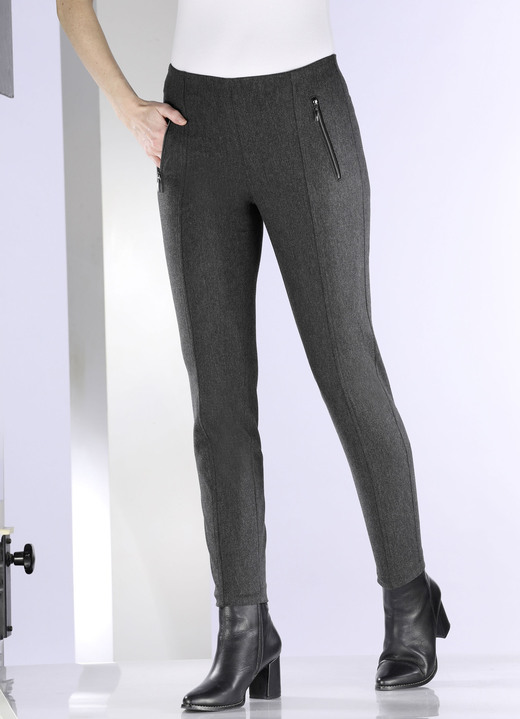 Damen - Hose mit Reißverschluss-Taschen, in Größe 018 bis 052, in Farbe COGNAC MELIERT Ansicht 7