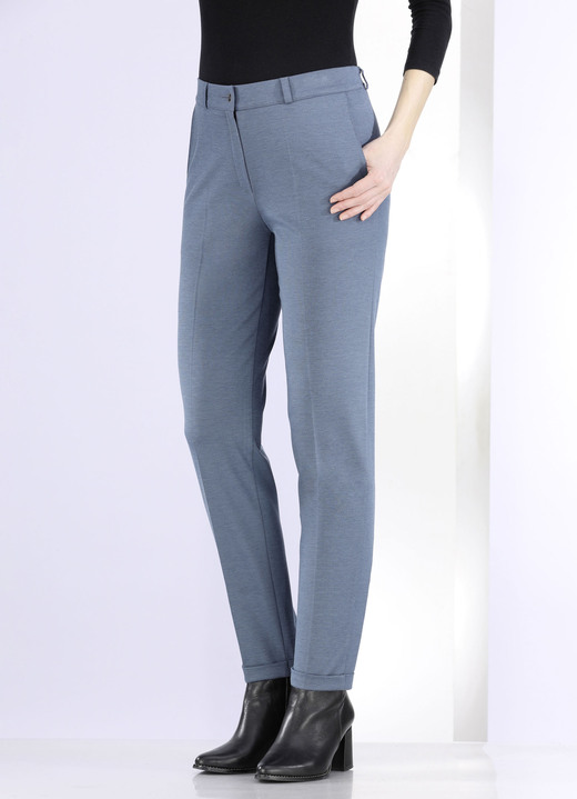 Hosen mit Knopf- und Reißverschluss - Hose mit rückwärtigem Dehnbundeinsatz Ansicht 3 Hosen mit Knopf- und Reißverschluss - Hose mit rückwärtigem Dehnbundeinsatz, in Größe 018 bis 052, in Farbe JEANSBLAU MELIERT Ansicht 3