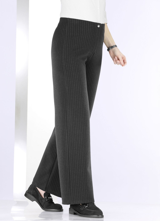 Hosen mit Knopf- und Reißverschluss - Modische Hose in bequemer Weite, in Größe 018 bis 052, in Farbe MARINE-GRAU Ansicht 6