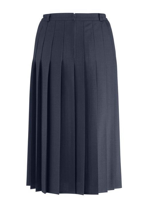 Uni - Rock mit figurgünstigen Rundumfalten Ansicht 3 Uni - Rock mit figurgünstigen Rundumfalten, in Größe 019 bis 054, in Farbe MARINE Ansicht 3