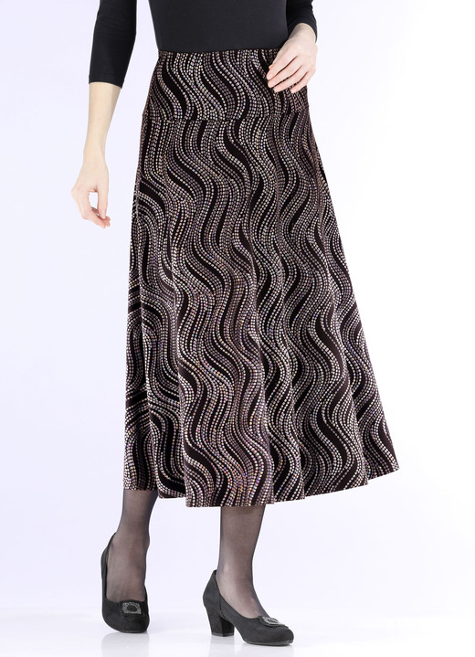 Röcke - Rock mit edel schimmerndem Glanzdruck Ansicht 4 Röcke - Rock mit edel schimmerndem Glanzdruck, in Größe 018 bis 054, in Farbe SCHWARZ-GRAU-MULTICOLOR Ansicht 4
