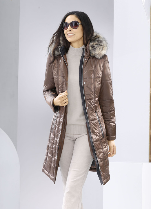 Jacken & Mäntel - Kurzmantel mit abnehmbarem Kunstpelz-Besatz, in Größe 038 bis 054, in Farbe NUGAT Ansicht 2