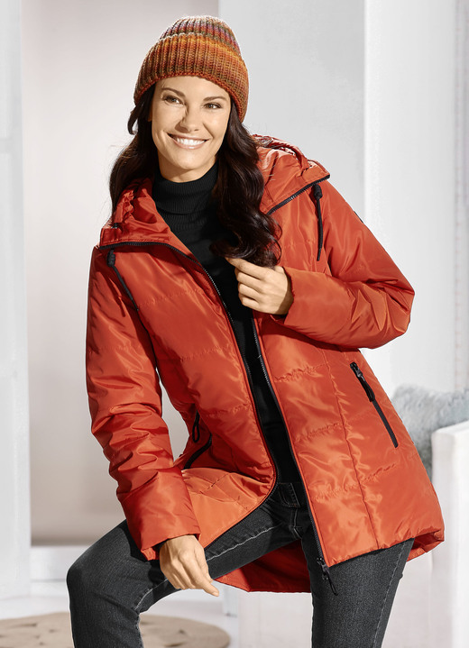 Winterjacken - Longjacke mit umschlagbarem Regenschild, in Größe 036 bis 052, in Farbe KÜRBIS Ansicht 3