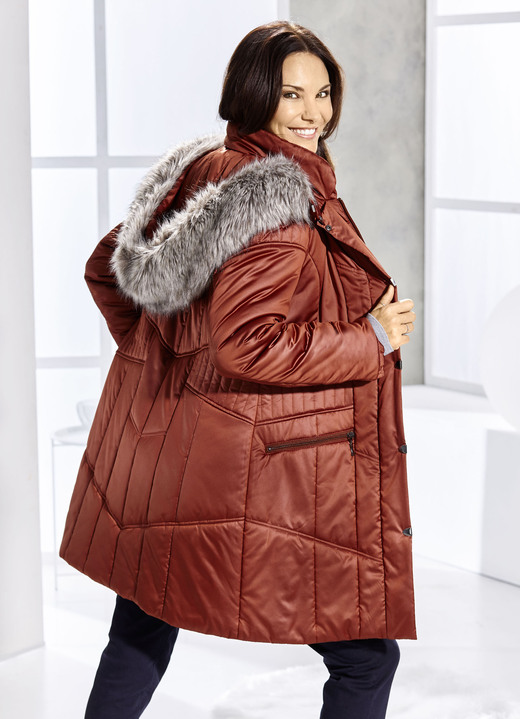 Wintermäntel - Kurzmantel mit abnehmbarem Kunstpelz-Besatz Ansicht 2 Wintermäntel - Kurzmantel mit abnehmbarem Kunstpelz-Besatz, in Größe 036 bis 052, in Farbe TERRA Ansicht 2