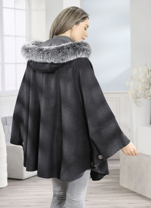 Jacken & Mäntel - Cape mit Knopfleiste, in Größe 038 bis 060, in Farbe ANTHRAZIT Ansicht 5