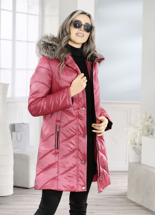 Winterjacken - Longjacke mit umschlagbaren Ärmeln in Kontrast Ansicht 4 Winterjacken - Longjacke mit umschlagbaren Ärmeln in Kontrast, in Größe 018 bis 052, in Farbe KORALLE Ansicht 4