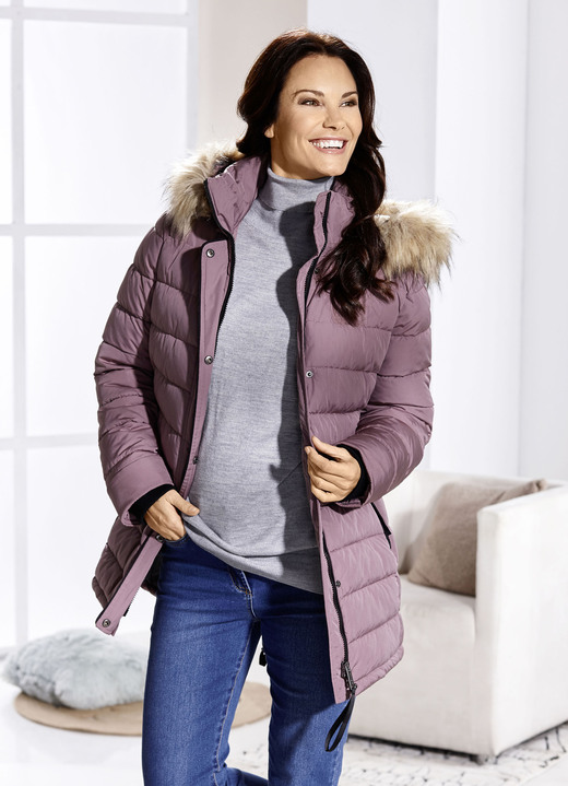 Damen - Funktions-Longjacke mit abnehmbarer Kapuze, in Größe 036 bis 052, in Farbe MALVE Ansicht 3