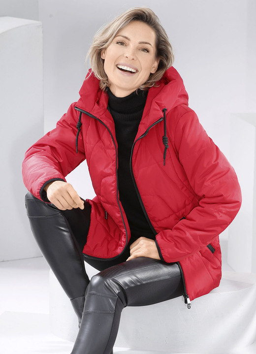 Winterjacken - Jacke mit verlängertem Rückteil Ansicht 3 Winterjacken - Jacke mit verlängertem Rückteil, in Größe 036 bis 052, in Farbe FEUERROT Ansicht 3