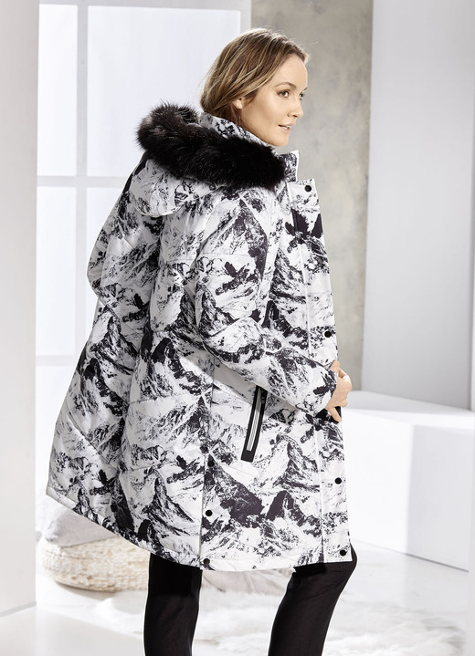 Jacken & Mäntel - Kurzmantel mit abnehmbarer Kapuze Ansicht 2 Jacken & Mäntel - Kurzmantel mit abnehmbarer Kapuze, in Größe 036 bis 054, in Farbe WEISS-SCHWARZ Ansicht 2