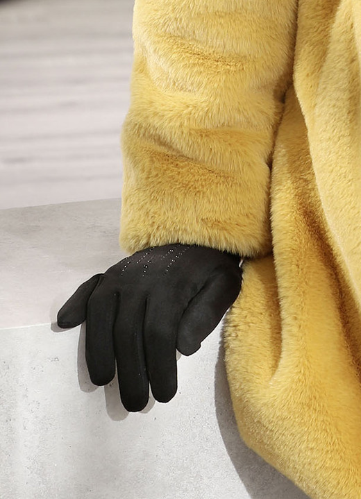 Handschuhe - Handschuh mit edel funkelnden Glitzer-Applikationen Ansicht 3 Handschuhe - Handschuh mit edel funkelnden Glitzer-Applikationen, in Farbe SCHWARZ Ansicht 3