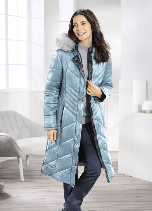 Jacken & Mäntel - Mantel mit abnehmbarer Kapuze, in Größe 038 bis 054, in Farbe EISBLAU Ansicht 2