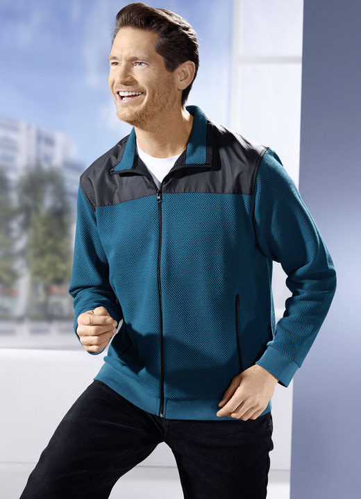 Sweatshirts - Sweatjacke mit Seitentaschen Ansicht 2 Sweatshirts - Sweatjacke mit Seitentaschen, in Größe 3XL (64/66) bis XXL (60/62), in Farbe PETROL-SCHWARZ Ansicht 2