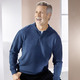 Uni - Polopullover mit kurzer Knopfleiste in 3 Farben, in Größe 3XL(64/66) bis XXL(60/62), in Farbe BLAU