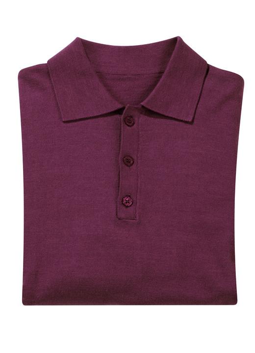 Uni - Polopullover mit kurzer Knopfleiste in 4 Farben, in Größe L(52/54) bis XXL(60/62), in Farbe GRAU MELIERT Ansicht 3