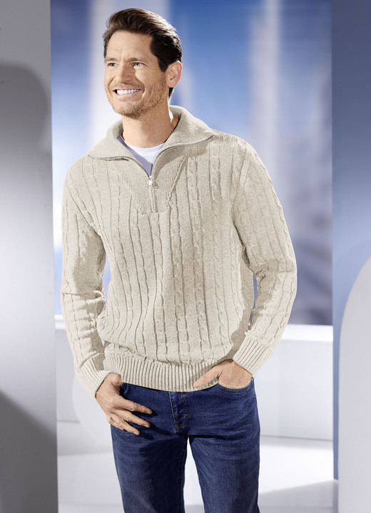 Uni - Troyer mit kurzem Reißverschluss in 5 Farben, in Größe 046 bis 062, in Farbe JEANSBLAU Ansicht 5