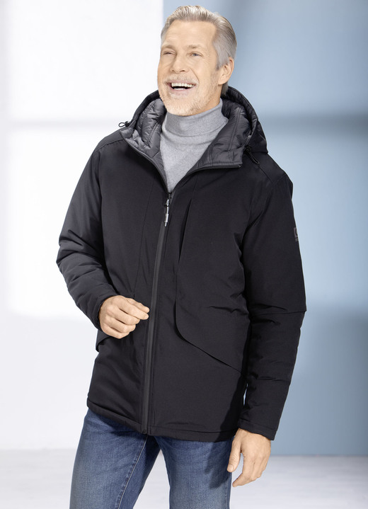 Jacken - Funktions-Wendejacke von „LPO“, in Größe 048 bis 058, in Farbe SCHWARZ-DUNKELGRAU Ansicht 2