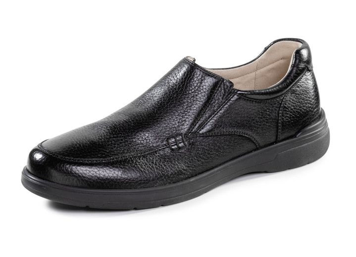 Slipper & Schnürschuhe - GINO GALANTE Slipper aus weichem, genarbtem Hirsch-Nappaleder, in Größe 040 bis 045, in Farbe SCHWARZ Ansicht 1