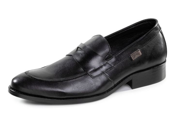 Slipper & Schnürschuhe - GINO GALANTE, elegante Herren-Slipper, mit herausnehmbarem Fußbett, in Größe 040 bis 046, in Farbe SCHWARZ Ansicht 1
