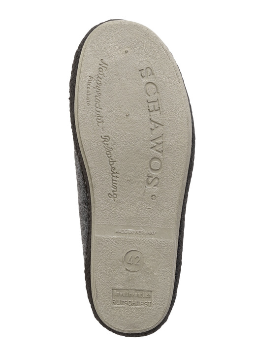 Hausschuhe - Gefütterte Herren-Hausschuhe, mit Schurwolle, in Größe 040 bis 046, in Farbe ANTHRAZIT-SCHWARZ Ansicht 3