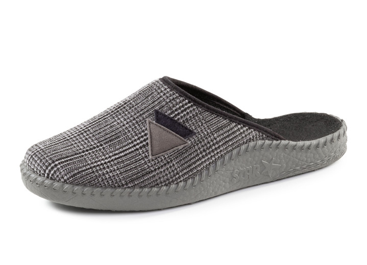 - Textil-Pantoffel mit anatomisch geformtem Fußbett, in Größe 039 bis 046, in Farbe GRAU-SCHWARZ Ansicht 1