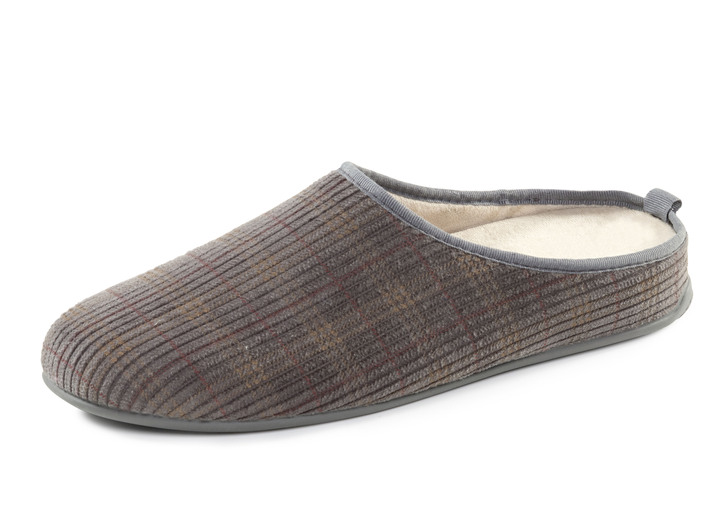 Hausschuhe - Textil-Pantoffel mit herausnehmbarem Fußbett, in Größe 040 bis 046, in Farbe SCHWARZ Ansicht 4