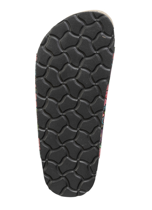 Sandaletten & Pantoletten - Pantolette in verspielt bedrucktem Dessin, in Größe 036 bis 042, in Farbe SCHWARZ-BUNT Ansicht 3