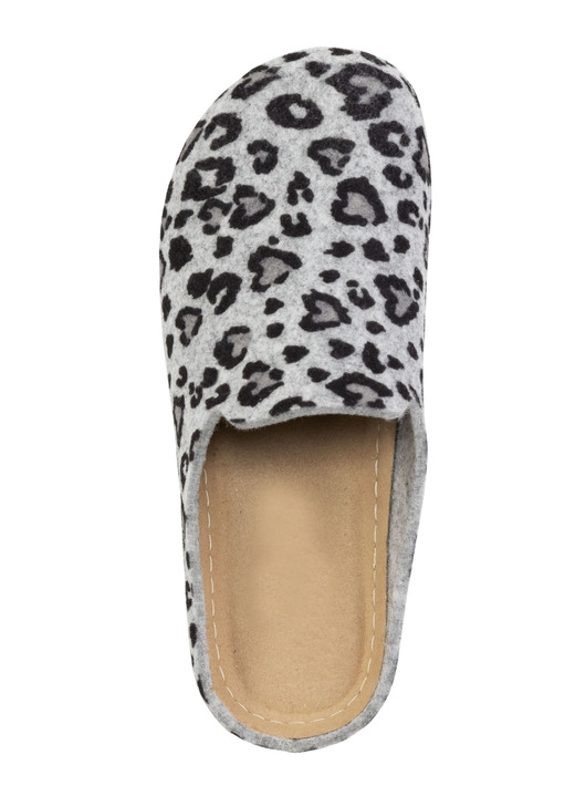 Hausschuhe - Laurina Pantoffel aus bedrucktem Filz, in Größe 036 bis 042, in Farbe GRAU-SCHWARZ Ansicht 2