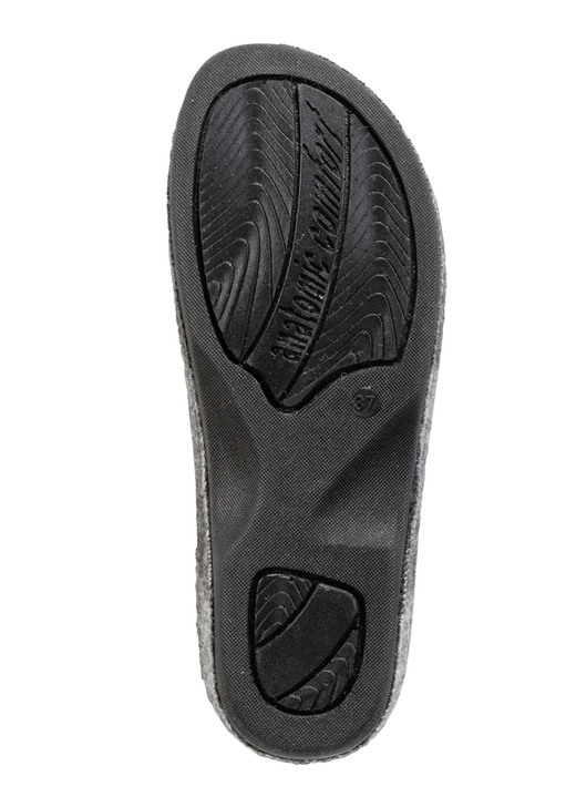 Hausschuhe - Laurina Pantoffel aus kariertem Textilmaterial, in Größe 036 bis 042, in Farbe GRAU Ansicht 3