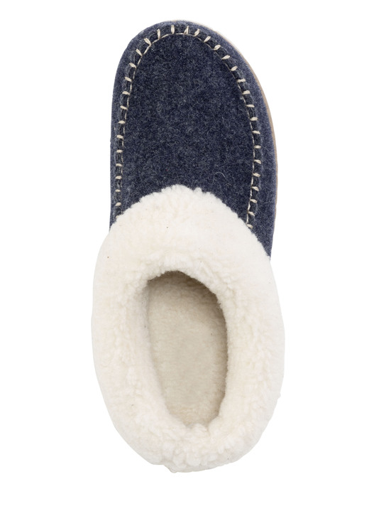- Laurina Hausschuh mit kuscheligem Plüschkragen, in Größe 036 bis 042, in Farbe MARINE Ansicht 2