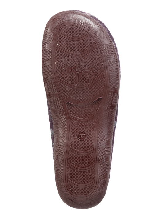 Damen - Laurina Pantoffel aus floral bedrucktem Filzmaterial, in Größe 036 bis 042, in Farbe AUBERGINE Ansicht 3
