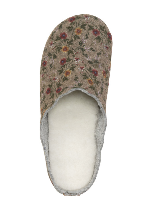 Damen - Laurina Pantoffel aus floral bedrucktem Filzmaterial, in Größe 036 bis 042, in Farbe AUBERGINE Ansicht 5
