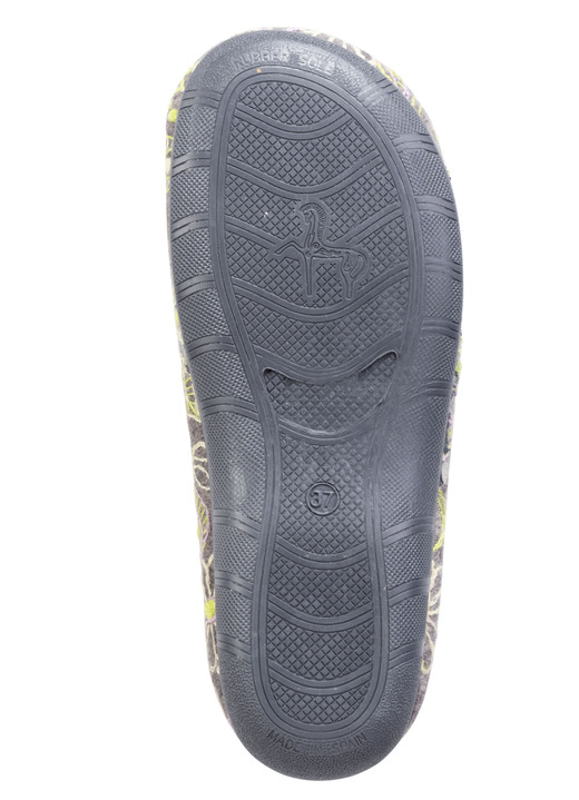 - Laurina Pantoffel aus Textilmaterial mit bunter Blumenstickerei, in Größe 036 bis 042, in Farbe GRAU Ansicht 3