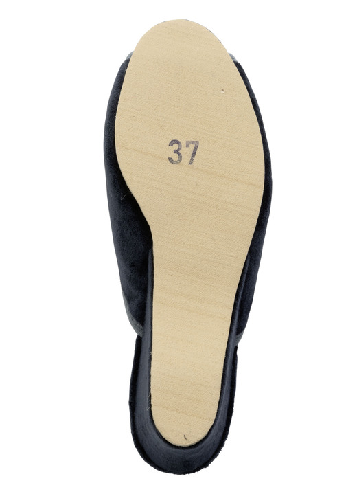 Hausschuhe - ELENA EDEN Samt-Pantolette mit Kontrast-Einfassung, in Größe 035 bis 041, in Farbe BLAU Ansicht 3