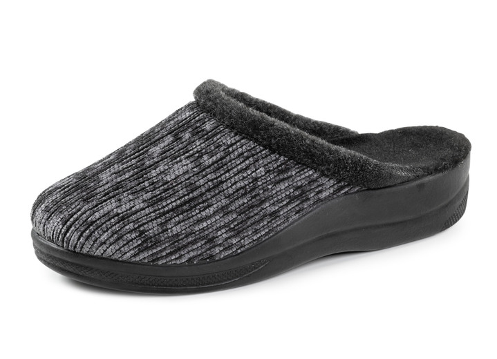 Hausschuhe - Laurina Pantoffel aus changierendem Cord-Material mit Filzbesatz, in Größe 036 bis 041, in Farbe CAMEL Ansicht 4