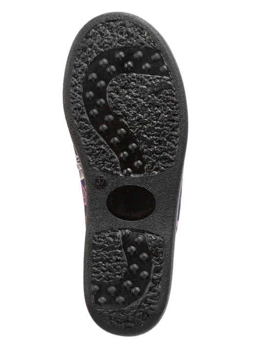 Hausschuhe - Zweierpack, gefütterte Damen-Hausschuhe, Weite H, mit Textildruck, in Größe 036 bis 042, in Farbe 1X BORDEAUX, 1X MARINE Ansicht 7