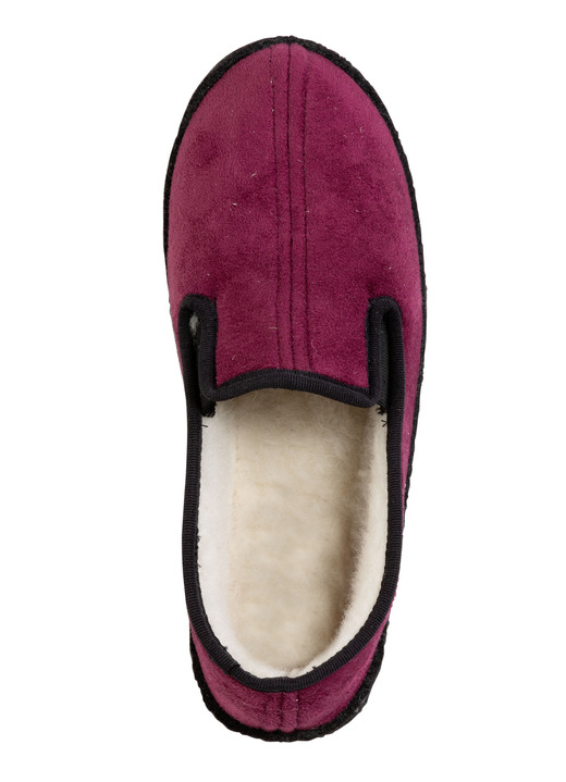 Damen - Atmungsaktiver Velours-Hausschuh, in Größe 036 bis 042, in Farbe BORDEAUX-SCHWARZ Ansicht 2