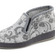 Hausschuhe - Floral bedruckter Wollfilz-Hausschuh, in Größe 036 bis 042, in Farbe GRAU – Farbe GRAU – Ansicht 1