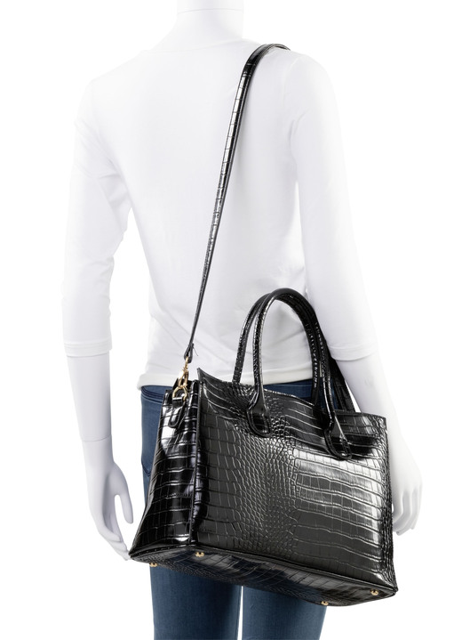Taschen - Tasche aus krokogeprägtem Synthetik, in Farbe SCHWARZ Ansicht 3