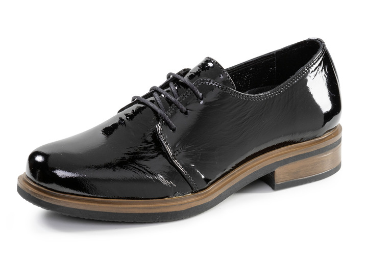Slipper & Schnürschuhe - Andrea Conti Schnürschuh aus edlem Knautschlackleder, in Größe 036 bis 042, in Farbe SCHWARZ Ansicht 1
