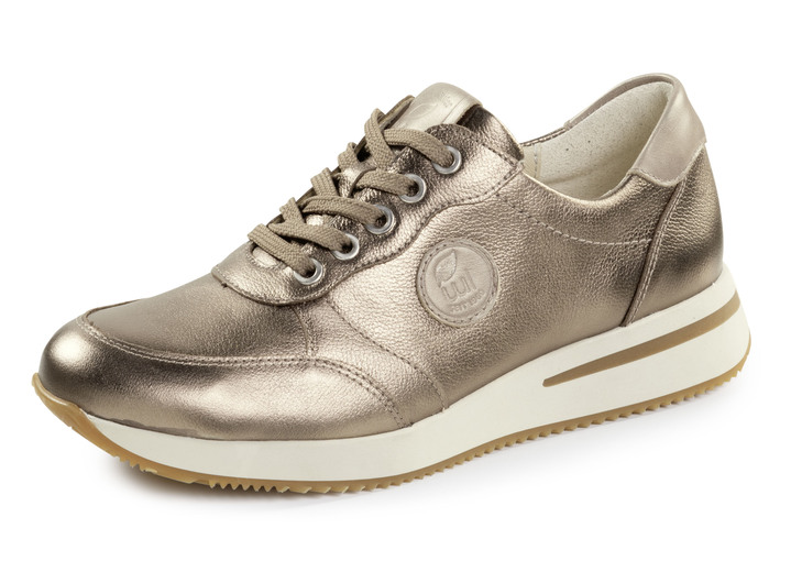 Slipper & Schnürschuhe - Schnür-Sneaker aus genarbtem Nappaleder, in Größe 4 bis 8 1/2, in Farbe BRONZE Ansicht 1