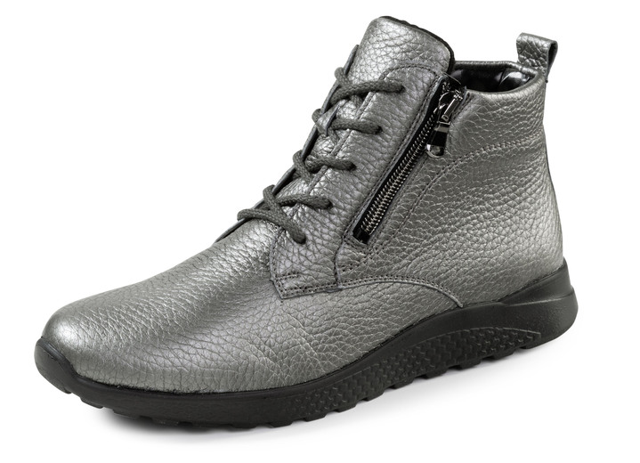 Stiefel & Stiefeletten - Waldläufer, bequeme Damen-Stiefeletten, Winterschuhe, Weite H, aus Hirschleder, in Größe 4 1/2 bis 9, in Farbe ALTSILBER Ansicht 1