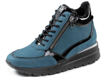 Stiefel & Stiefeletten - Waldläufer Schnür-Bootie mit Besätzen aus Lackleder, in Größe 3 1/2 bis 8, in Farbe DUNKELTÜRKIS – Farbe DUNKELTÜRKIS – Ansicht 