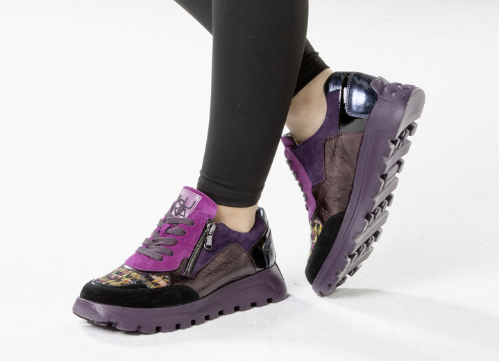 Slipper & Schnürschuhe - Waldläufer Schnür-Sneaker mit buntem Textilmaterial kombiniert, in Größe 3 1/2 bis 8, in Farbe LILA-BUNT Ansicht 4