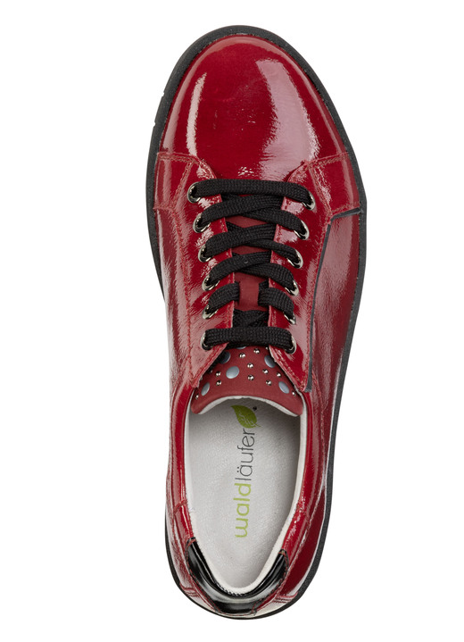 Slipper & Schnürschuhe - Waldläufer Schnürschuh aus weichem Knautschlackleder, in Größe 3 1/2 bis 8, in Farbe RUBINROT-SCHWARZ Ansicht 2