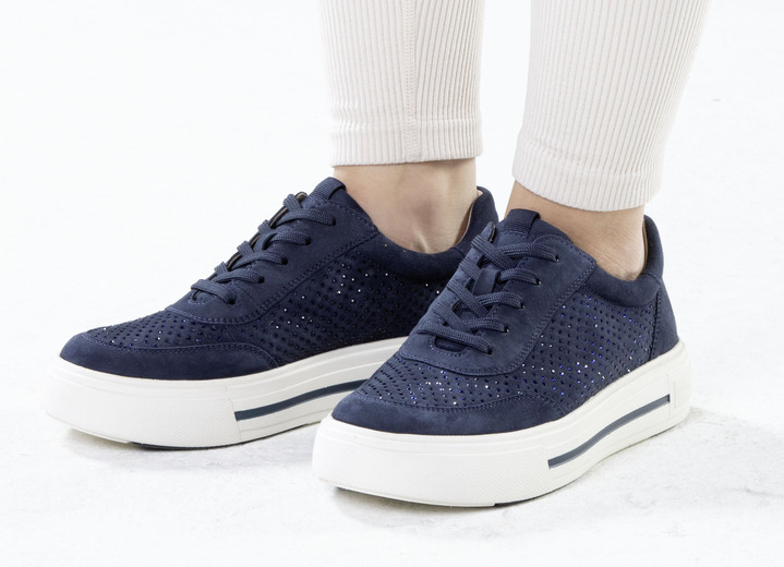 Slipper & Schnürschuhe - ELENA EDEN Sneaker aus feinem Veloursleder, in Größe 3 1/2 bis 8, in Farbe MARINE Ansicht 4