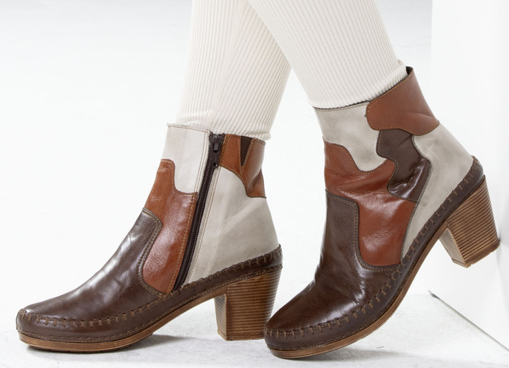 Stiefel & Stiefeletten - Gemini, modische Damen-Stiefeletten, Winterschuhe, Weite G, mit Reißverschluss, in Größe 036 bis 042, in Farbe BRAUN-KIESEL Ansicht 4