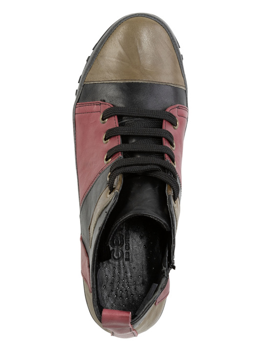 Stiefel & Stiefeletten - Gemini Schnür-Bootie mit Knitter-Struktur, in Größe 036 bis 042, in Farbe SCHWARZ-ROT-GRÜN Ansicht 2