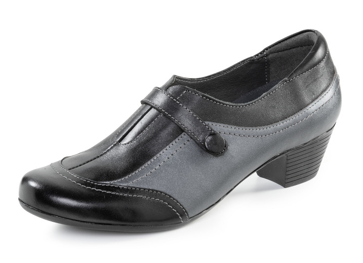 Pumps & Ballerina - ELENA EDEN, eleganter Damen-Trotteur, Weite G, mit herausnehmbarem Fußbett, in Größe 036 bis 042, in Farbe SCHWARZ-ALTSILBER Ansicht 1