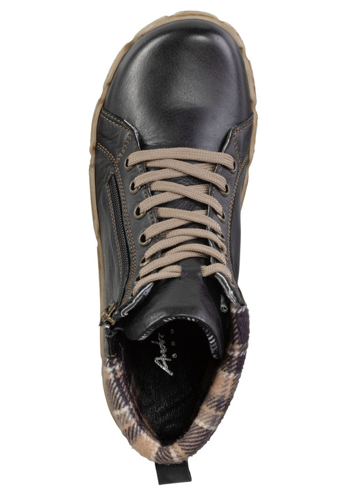Stiefel & Stiefeletten - Andrea Conti Schnür-Bootie mit Schaftrand aus kariertem Textil, in Größe 036 bis 042, in Farbe SCHWARZ-BRAUN Ansicht 2
